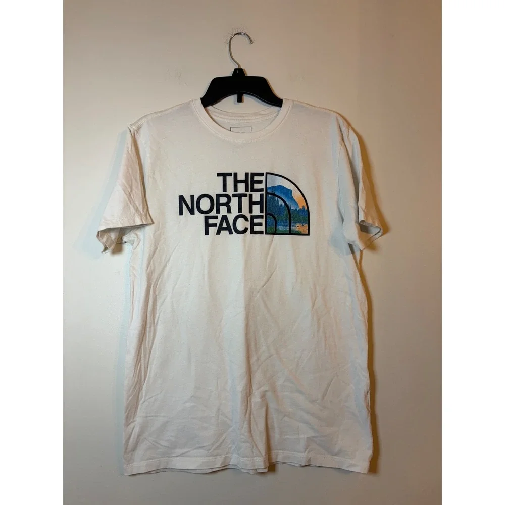 The North Face Graphic T-Shirt Mens Medium White Half Dome Logo Short Sleeve
